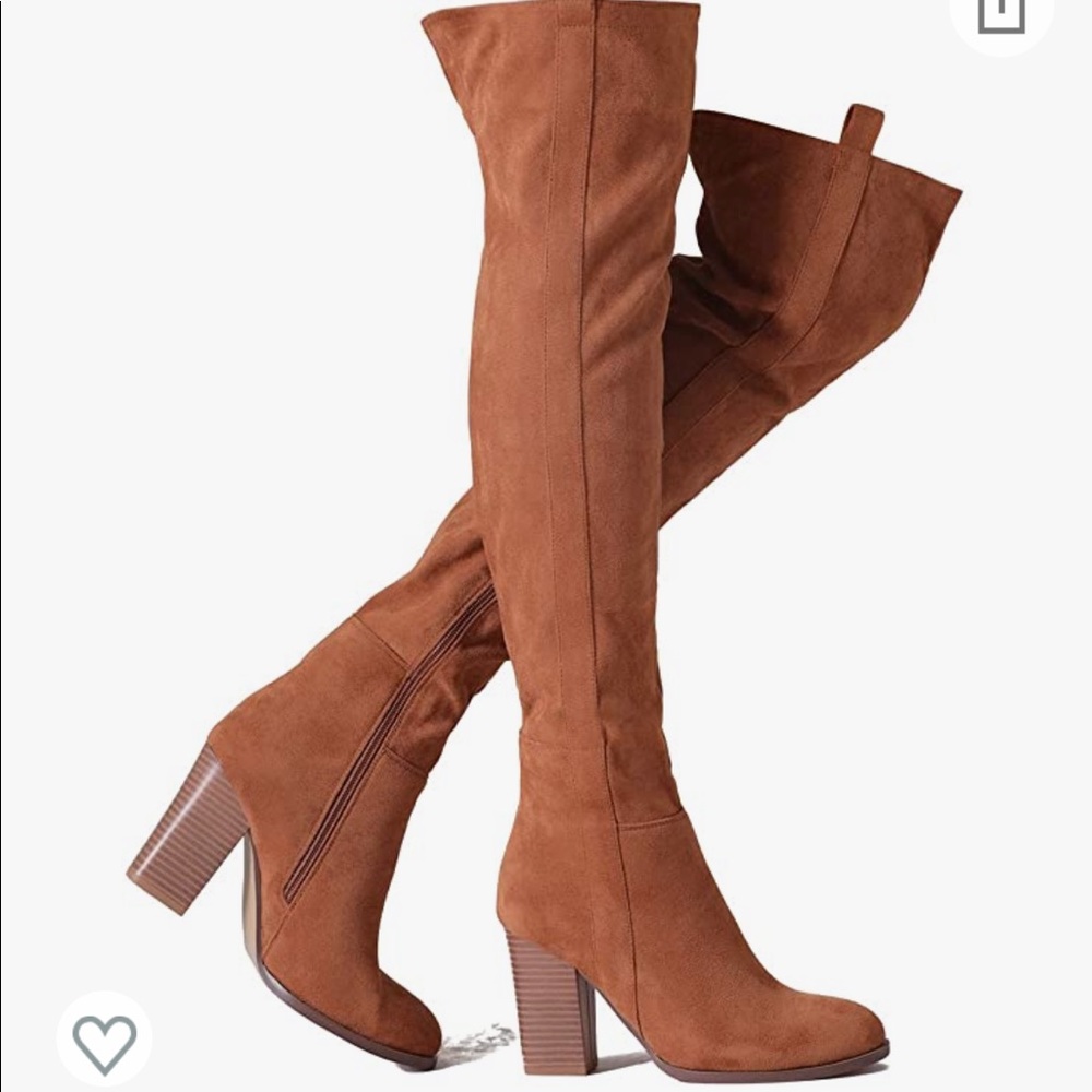 Shoe' Tale Women's Suede Over The Knee Boots Pointed Dark Brown Size 7